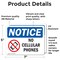 Signmission No Cellular Phones, 7 in W x Rectangle, Vinyl Decal OS-2PACK-NS-D-57-L-16045 - alternate 3